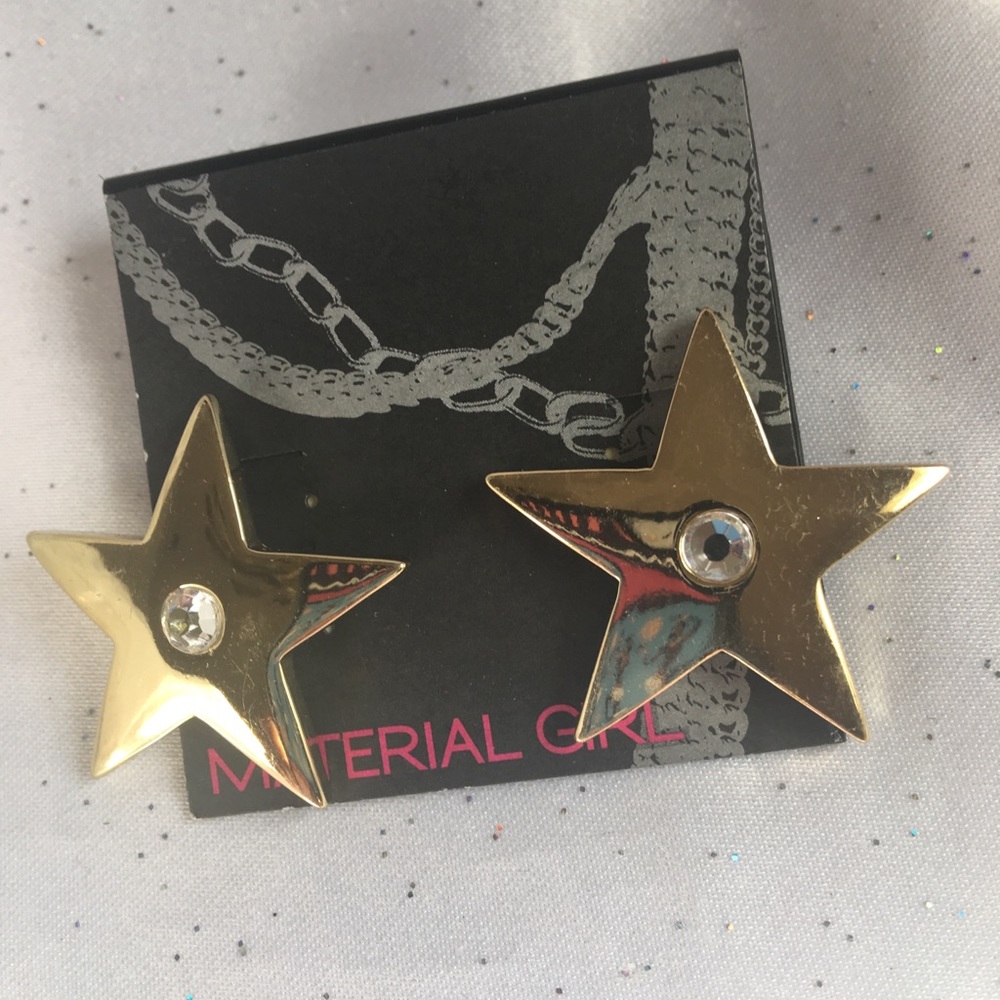 Material Girl Goldtone Large Star Crystal Earrings